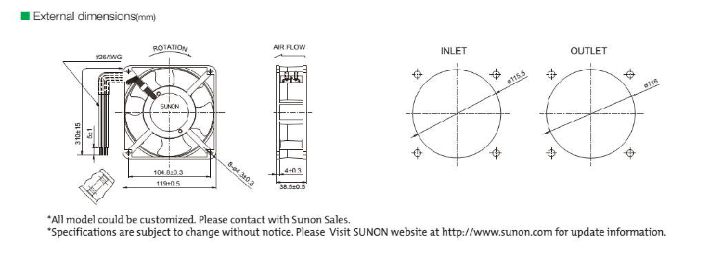 Quạt tủ điện AC 220-240